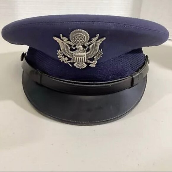 Vintage FLIGHT ACE Military USAF Lieutenant Colonial  Uniform Blue Dress Hat - Picture 1 of 9